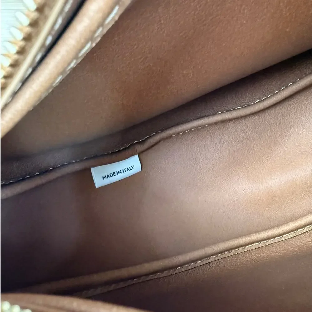 NWT Mansur Gavriel Moon Crossbody Sling Bag Caramel Suede Leather Crescent